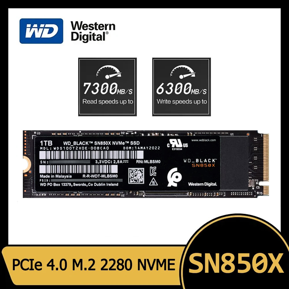 Western Digital WD SN850X SSD 1TB 2TB NVMe Gen4 PCIe M.2 2280 PCIe 4.0X4 ドライブ内部ソリッドステートディスク PS5 デスクトップラップトップ用