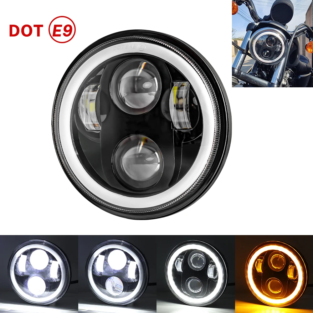 ユニバーサル 5 3/4 インチ 5.75 "Led 車オートバイヘッドライトハーレーインディアンスカウトホンダヤマハ V スタートライアンフ DRL H4 ヘッドランプ