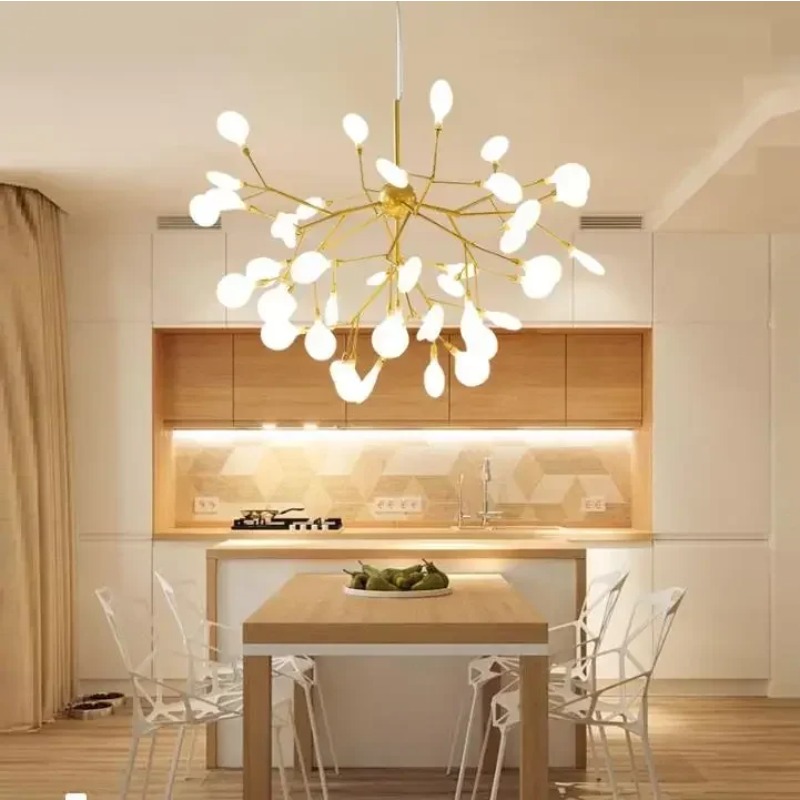 モダンホタル LED シャンデリアライトスタイリッシュな木の枝シャンデリアランプ装飾ホタル天井シャンデリア吊り照明