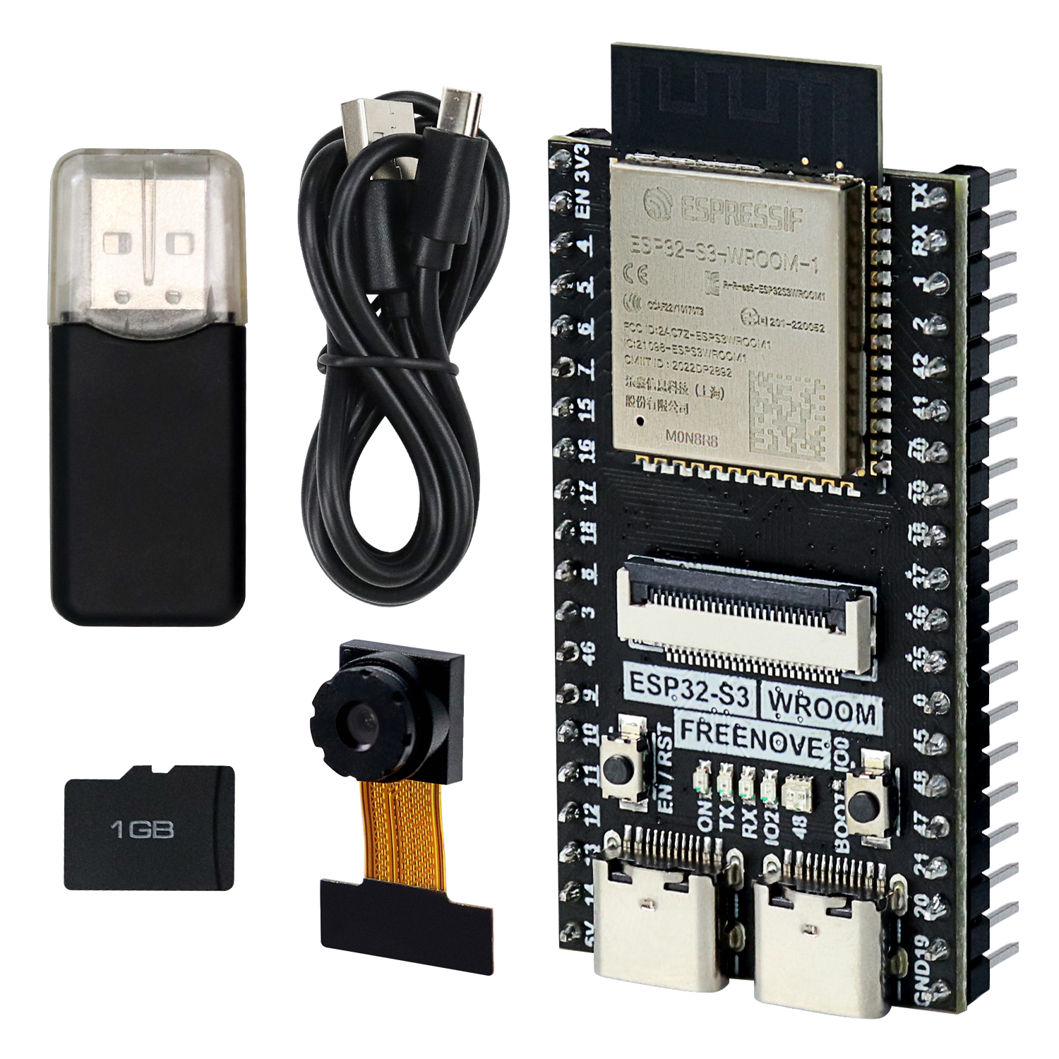 Freenove ESP32-S3-WROOM CAM ワイヤレス ボード、デュアルコア 32 ビット 240 MHz マイクロコントローラー、Python C コード、サンプル プロジェクトのチュートリアル