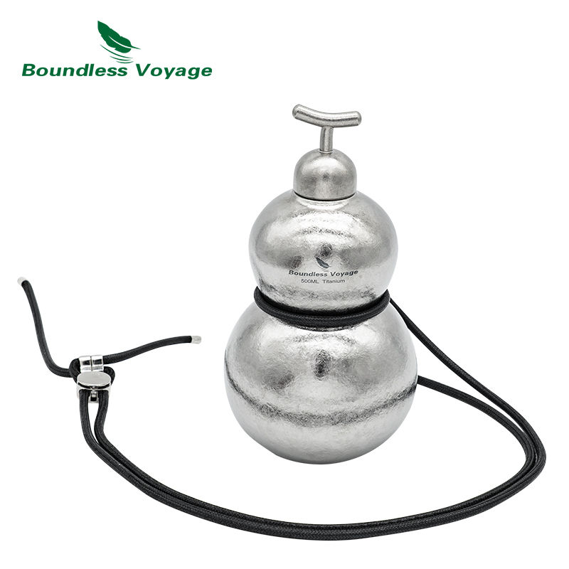 Boundless Voyage チタンひょうたんボトル 500 ミリリットルウイスキーアルコール酒器フラスコ屋外キャンプハイキング Ti3270D
