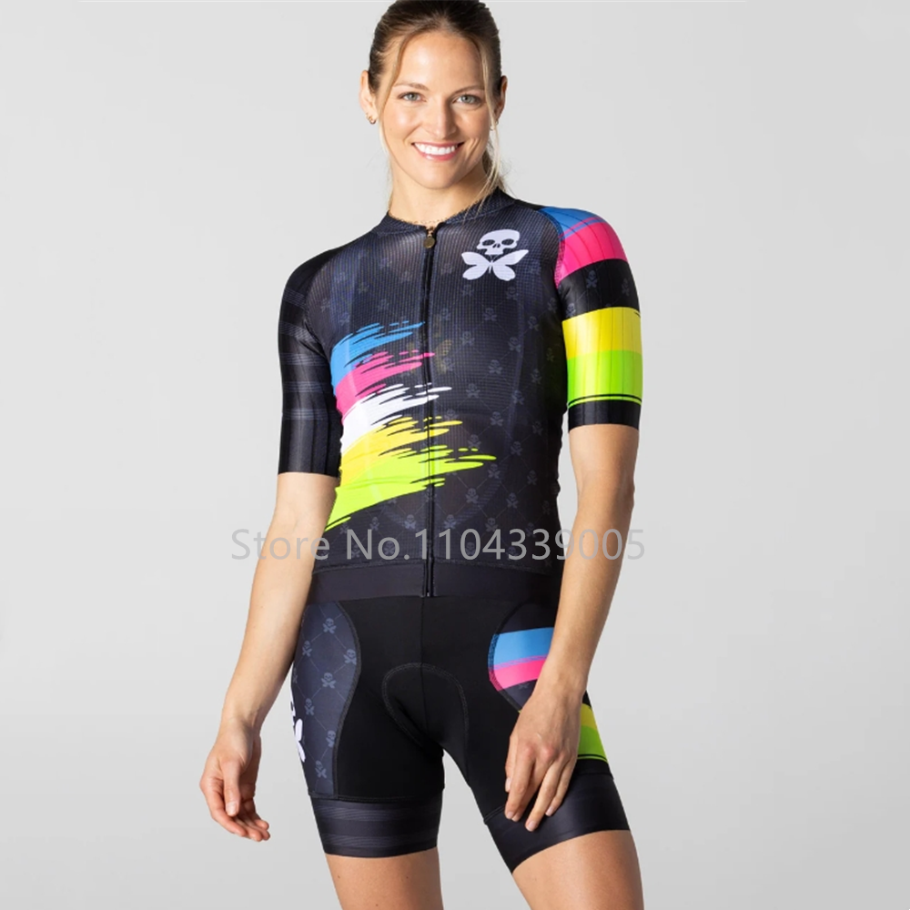 女性サイクリングアウトドアスポーツジャージビブショーツ 9D セット半袖ロード自転車通気性スーツ roupa Ciclismo