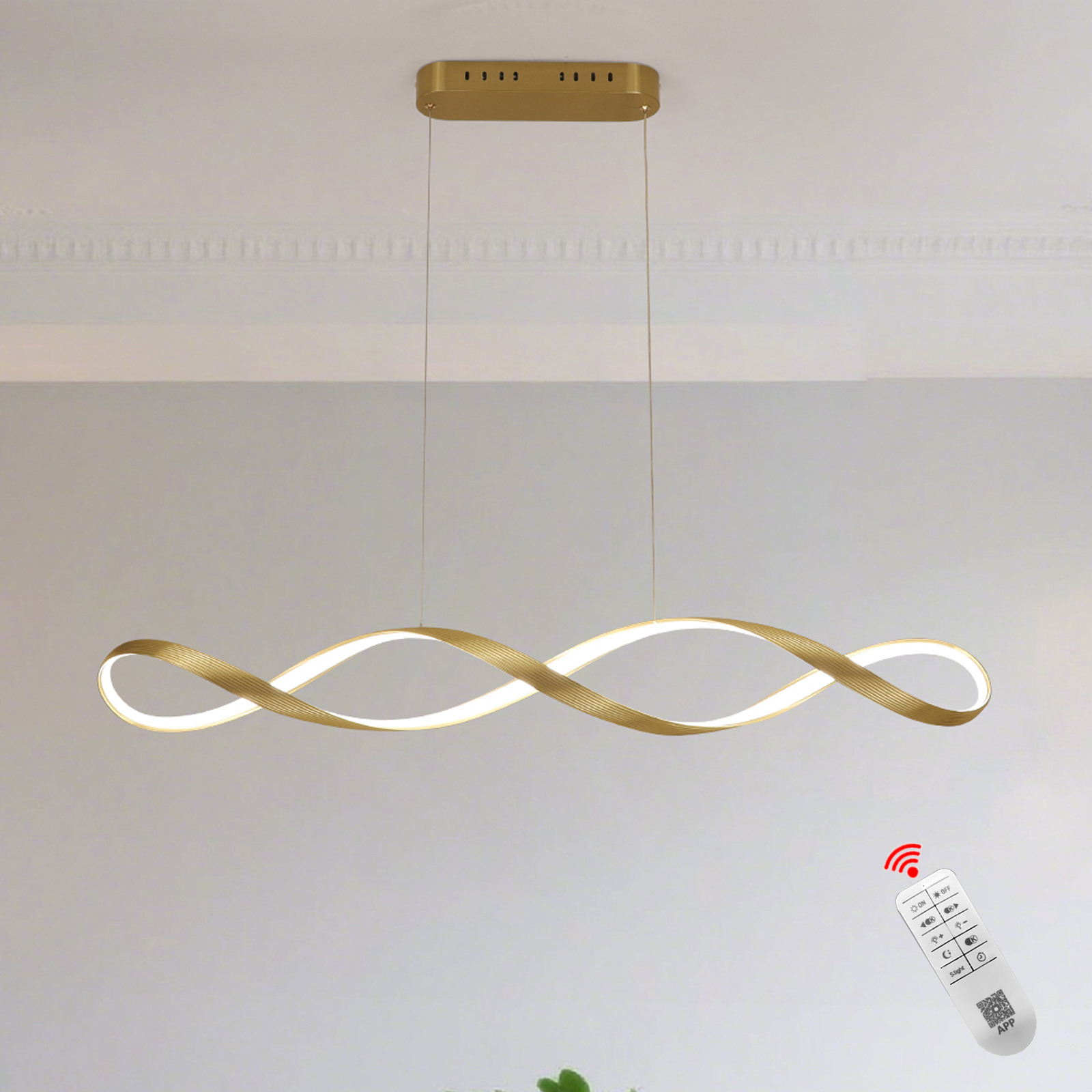 モダンな調光可能なLEDシャンデリア102cm、アイランドカウンターダイニングテーブル用調節可能なハンギングライト、ブロンズマットブラックシーリングランプ