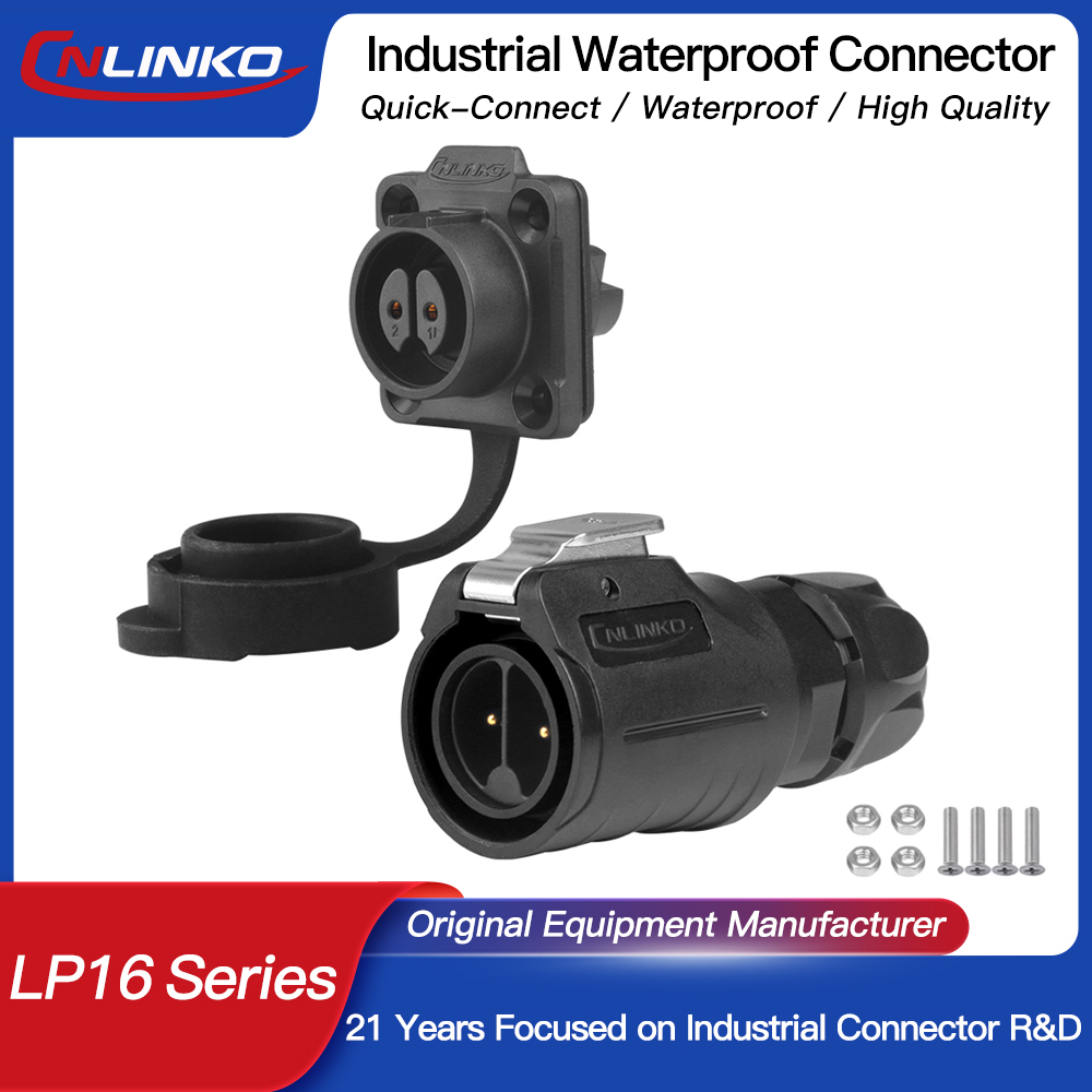 CNLINKO M16 防水 IP68 ネジロックコネクタ溶接なしクイックロックラインスナップインワイヤーコネクタメスプラグオスソケット