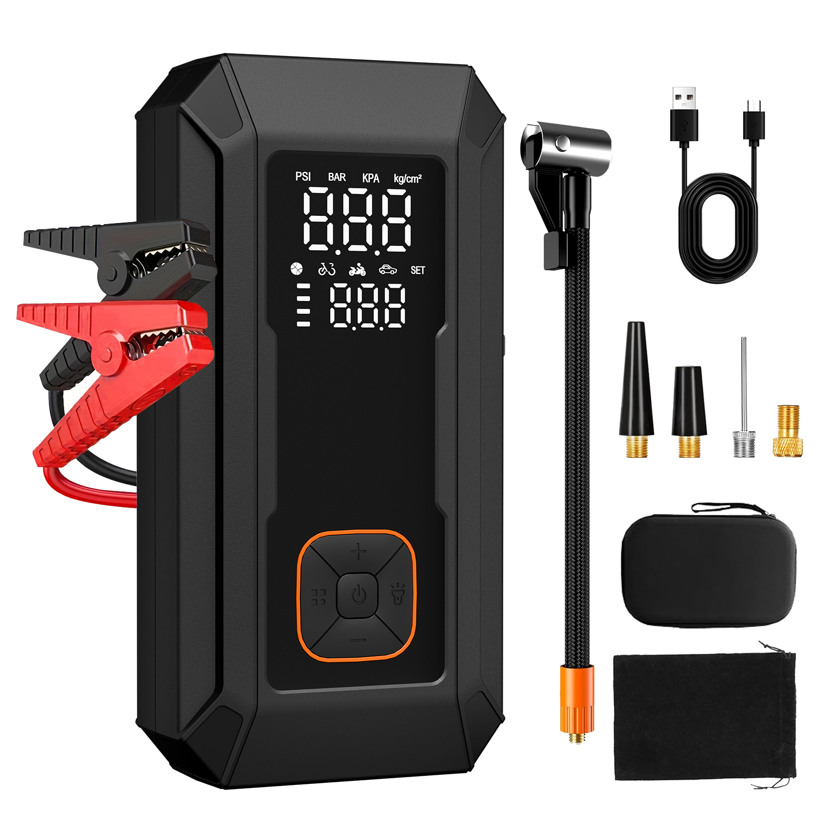 12V 車のジャンプスターター 8000mAh ポータブルワイヤレスタイヤインフレーター自動緊急ブースター始動装置電源銀行車用
