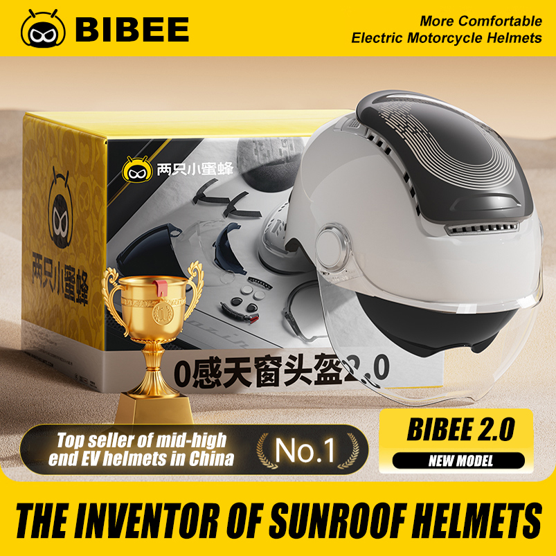 BIBEE 2.0 電動バイクヘルメット男性女性夏通気性バイクオープンフェイスヘルメットデュアルレンズジェットスクーターハーフヘルメット