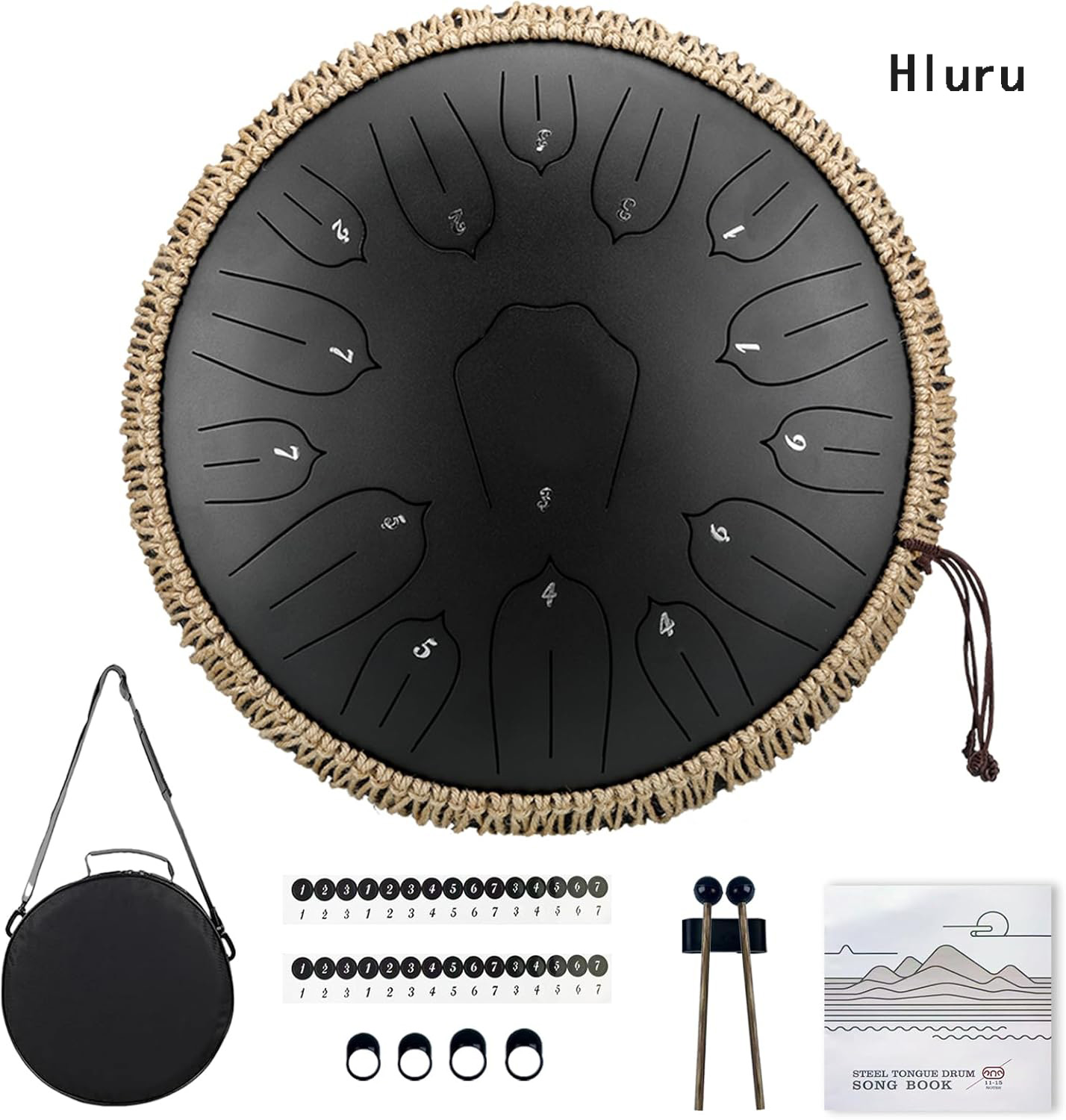 Hluru 音楽ドラム 15 ノートグルコフォンスチール舌ドラム 13 インチ 15 ノート D トーンエーテルドラムパーカッション楽器