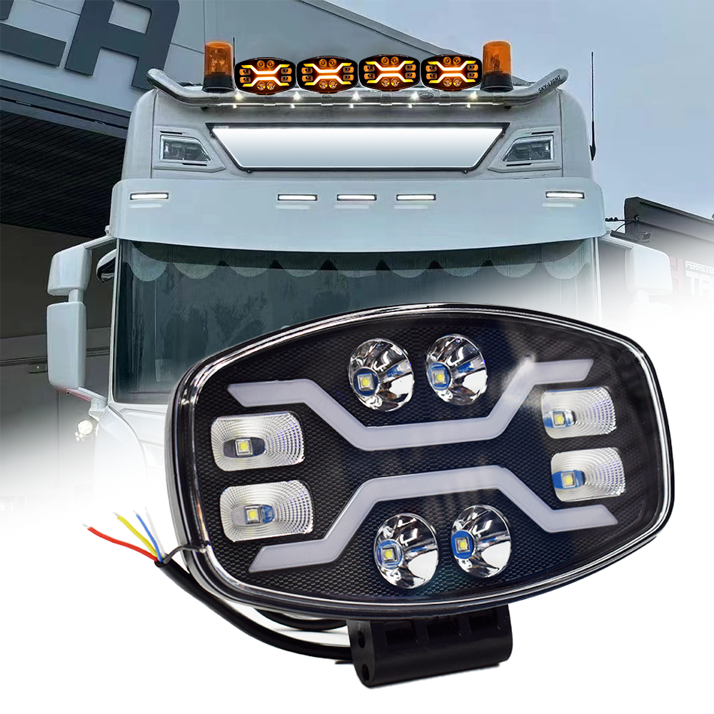9インチ LEDライトスキャン-オフロードヘッドライトスポットライトトラック補助スクエア車運転フラッシュホワイトイエロー100W 22000LM