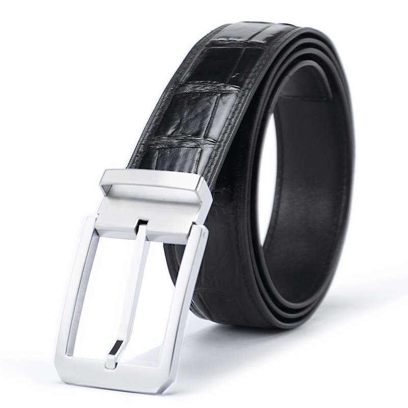 Wholesale High Quality 115-120cm Length Men's Genuine Crocodile Leather Belts OEM ODM Supported Leather Belt Luxury Belts