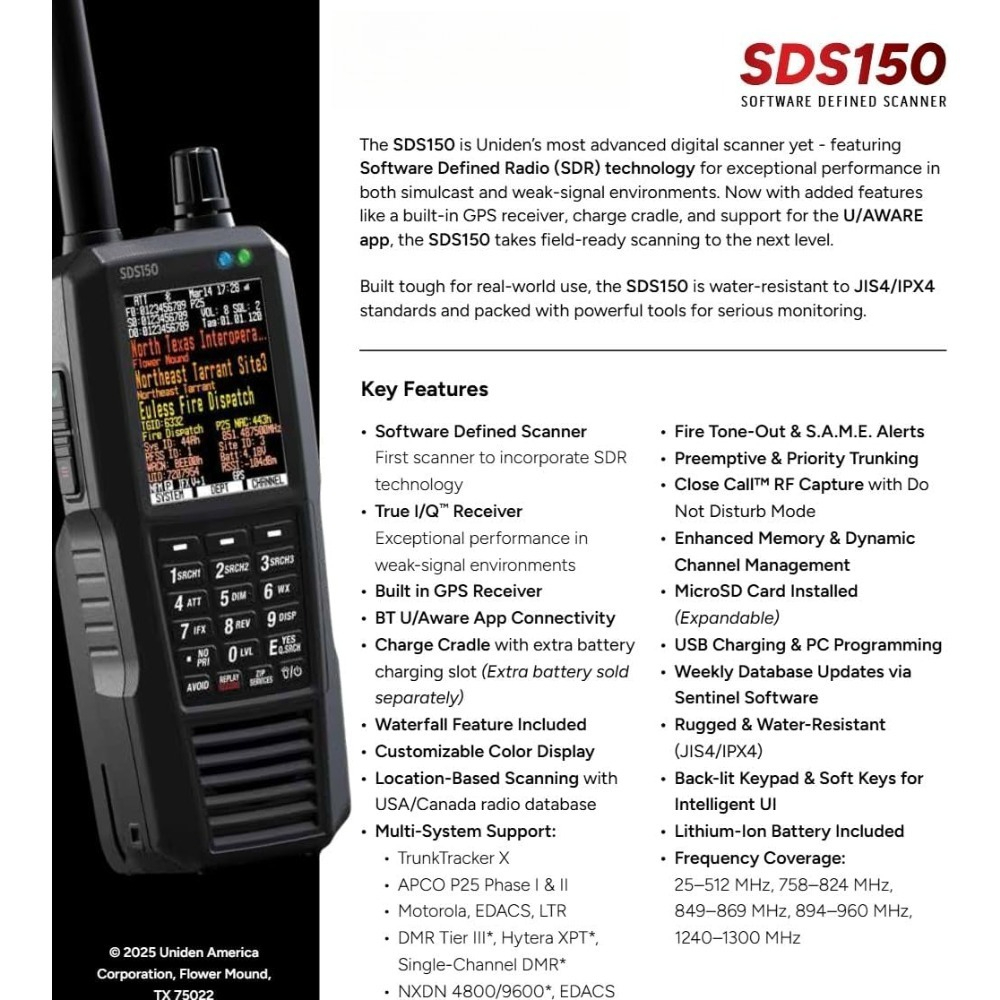 同時放送および微弱信号受信用の SDR テクノロジーを備えた高度なデジタル ラジオ スキャナー 内蔵 GPS