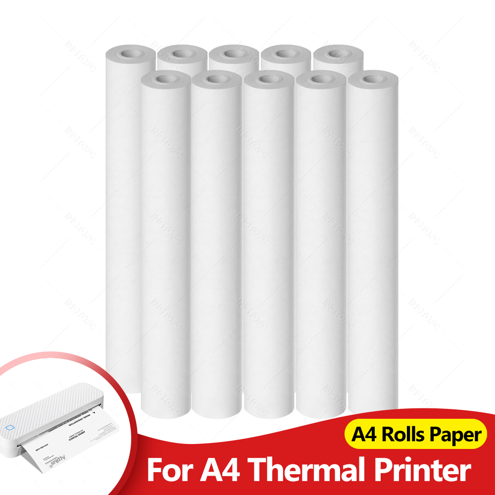 A4 Thermal Paper 20 Rolls Thermal Printing Paper 210*30mm for A4 Wireless Bluetooth A40 Printer Paper Rolls Quick-dry