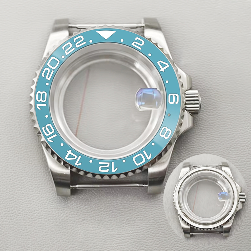 Mod シルバー SUB 時計ケース透明バックは NH35 NH36 4R35 4R36 ムーブメントサファイアガラス 28.5 ミリメートルダイヤル時計ケース修理部品