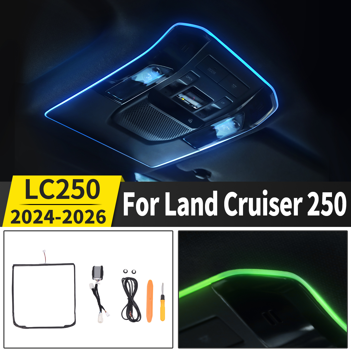 トヨタランドクルーザー 250 2024-2026 インテリアルーフコンソール読書灯フレーム周囲光 LED スタイリングアクセサリー