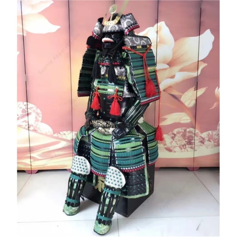 日本のサムライアーマー古代将軍徳川家康コスチューム日本戦士鎧ヘルメットウェアラブル炭素鋼
