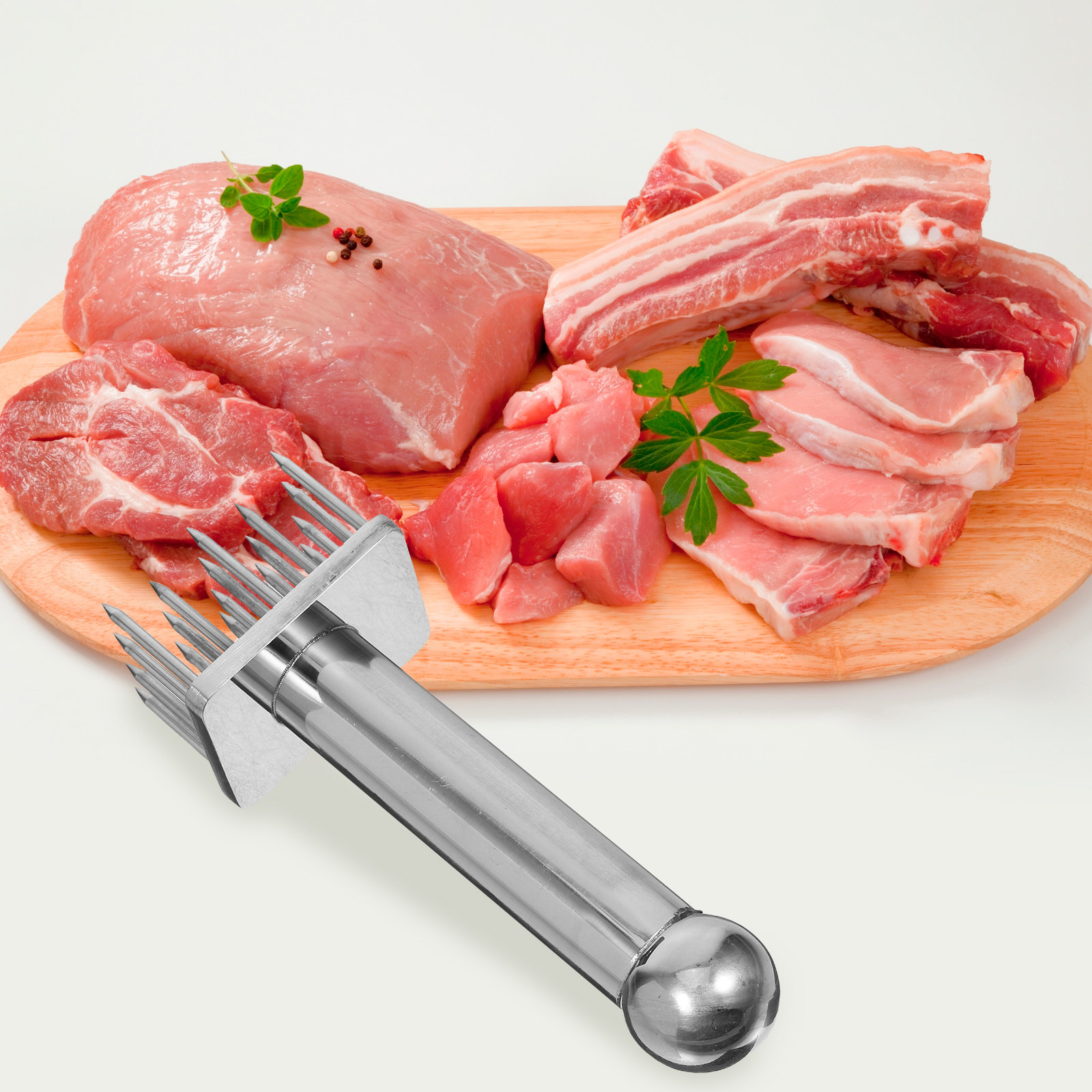 ステンレス鋼肉柔らかくする 18 ピン金属肉マレット調理ツールキッチン食品ハンマー豚肉柔らかくする固定緩める