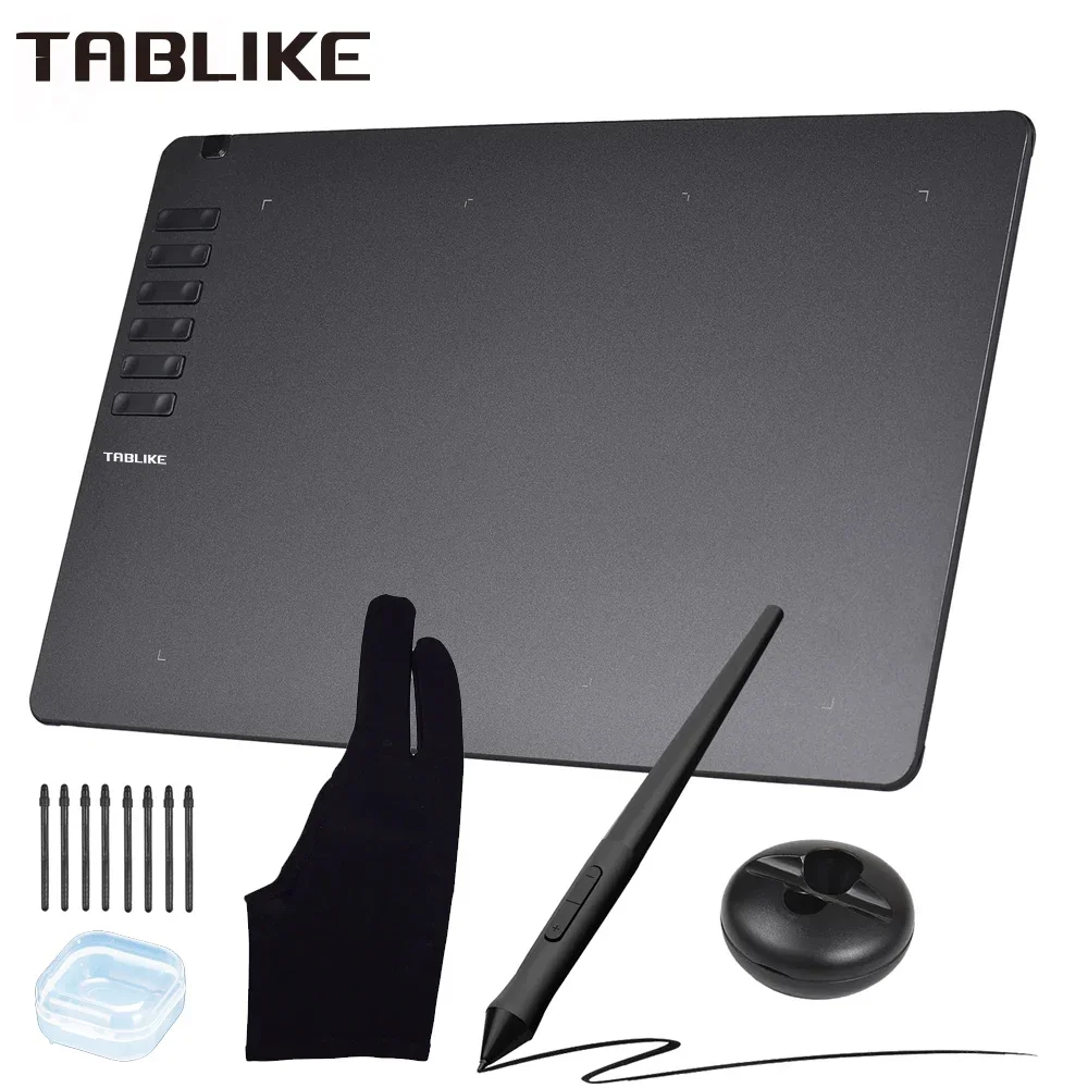 TABLIKE 描画用グラフィックタブレット、バッテリー不要のスタイラス付き超薄型アートスケッチデジタルパッド 8 ペン先 8192 レベル筆圧