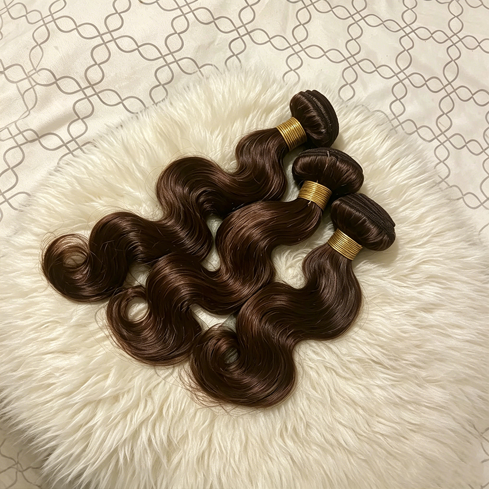 #4  Chocolate Brown Body Wave Bundles Indian Raw Remy Human Hair Weave Bundles 1/2/3/4 PCS 100% Human Hair Bundles Double Weft Cheap Hair Extensions For Black Women