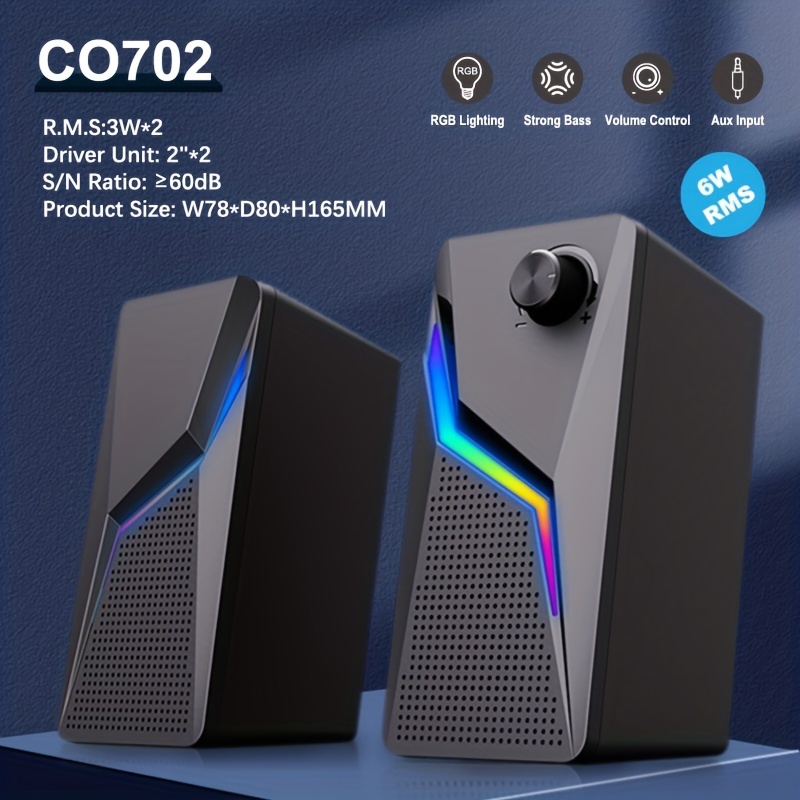 コンピュータゲームスピーカー PC サウンドボックス HIFI ステレオマイク USB 有線 LED RGB 照明強力な低音 2.0 スピーカー