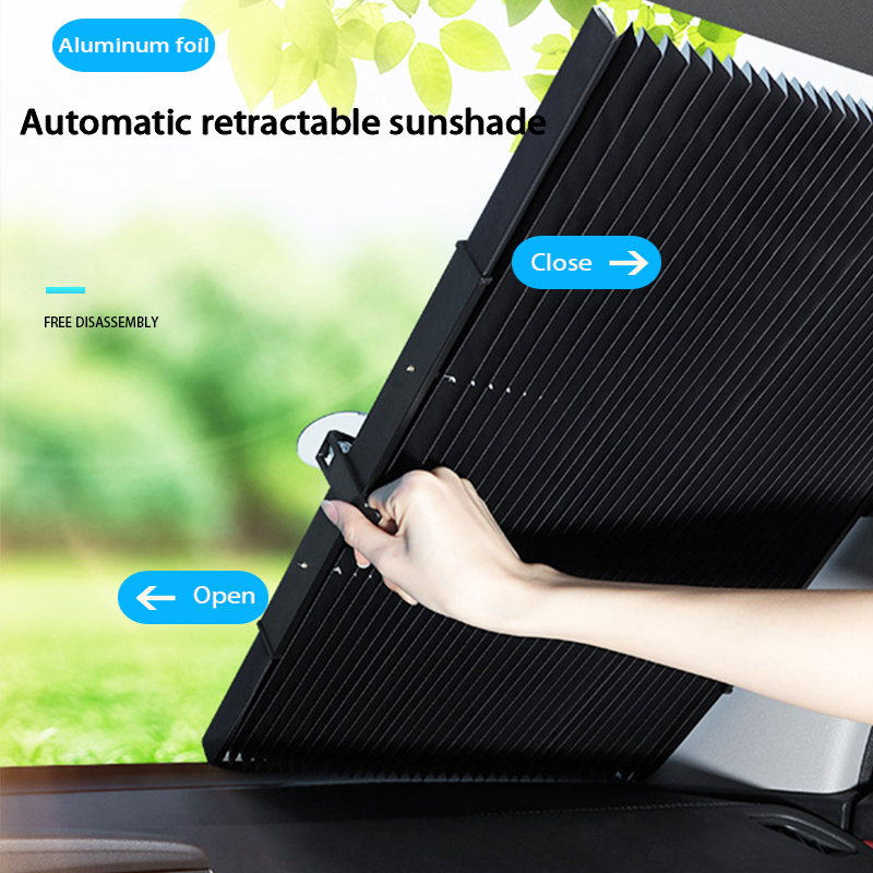 車の格納式フロントガラスサンシェード吸盤付き折りたたみフロントリアウィンドウサンシェード夏 UV ブロック太陽保護