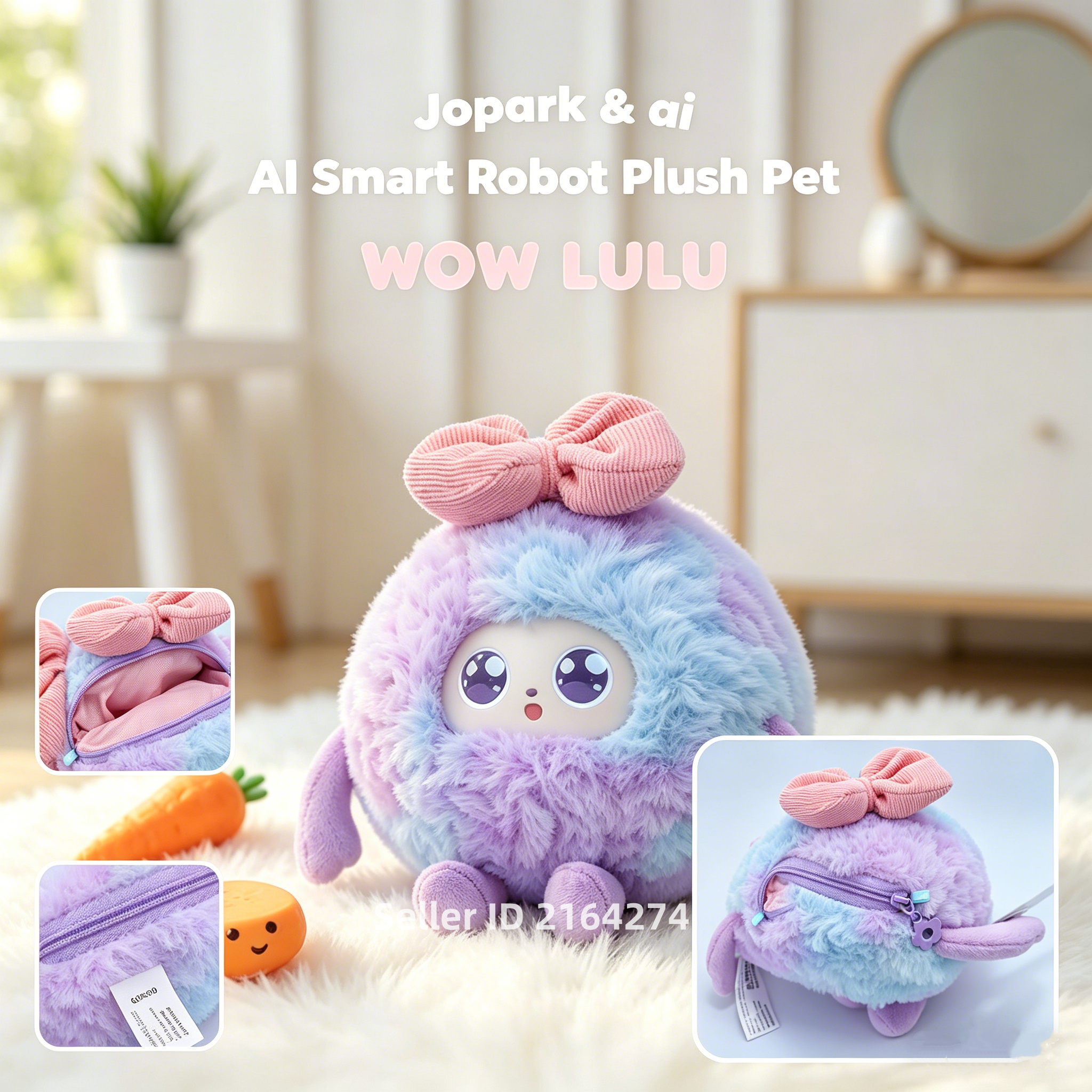 JoPark-Ball ボールぬいぐるみロボットスマート AI おもちゃインタラクティブ電子ペットロボット取り外し可能なショルダーバッグ子供と大人のギフト用