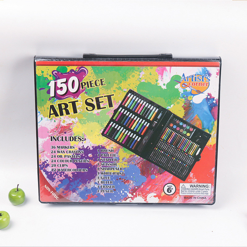 150 ブラシセット子供の絵画、文具アート油絵スティックツール水彩ペンクレヨン鉛筆落書きギフトボックス