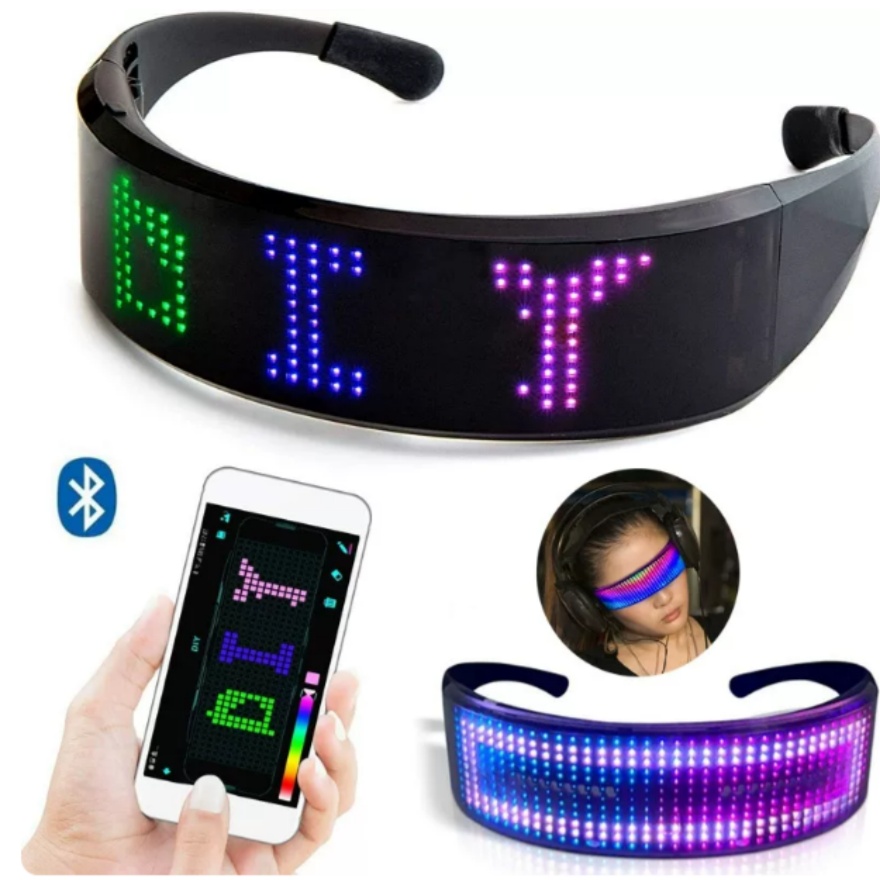 LED DIY スマートグラスサイバーパンク発光メガネ SF バーパーティーレイブ機器技術センス Bluetooth アプリ接続