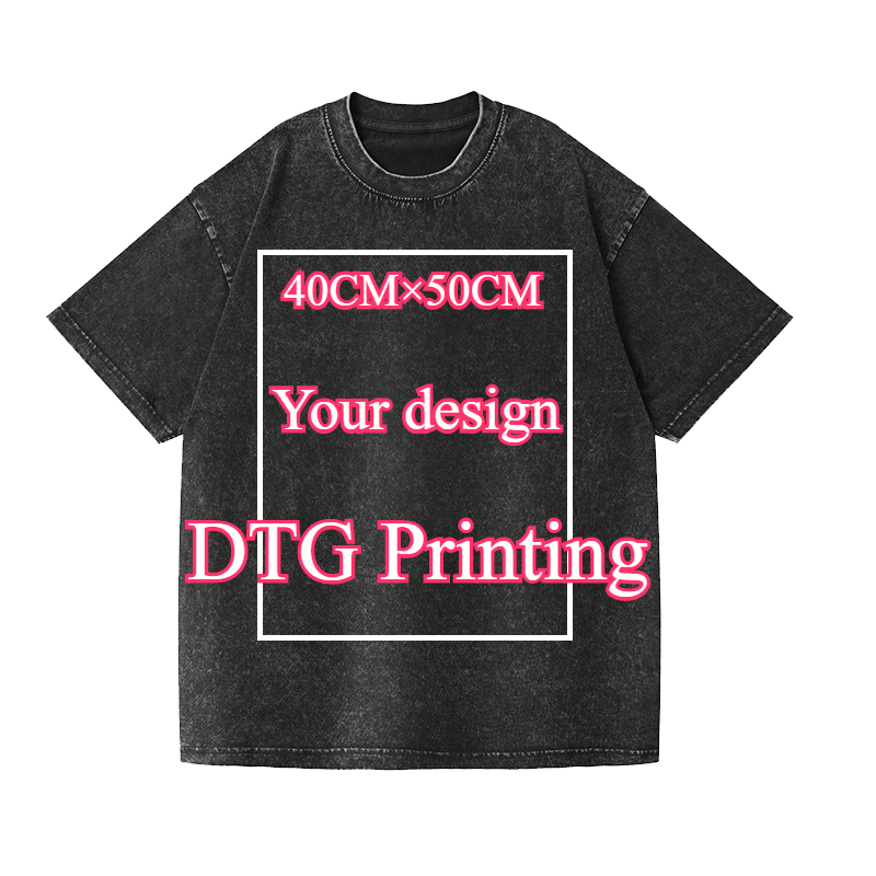 DTG 印刷あなたのデザインをカスタマイズしたり、写真のように夏メンズ Tシャツヴィンテージウォッシュヒップホップスタイル綿 100% オーバーサイズ Tシャツ