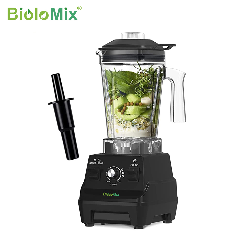 BioloMix Mini Pro 1800W プロフェッショナルグレード スムージー ブレンダー、1.8L コンテナ、ブラック/レッド、セルフクリーニング
