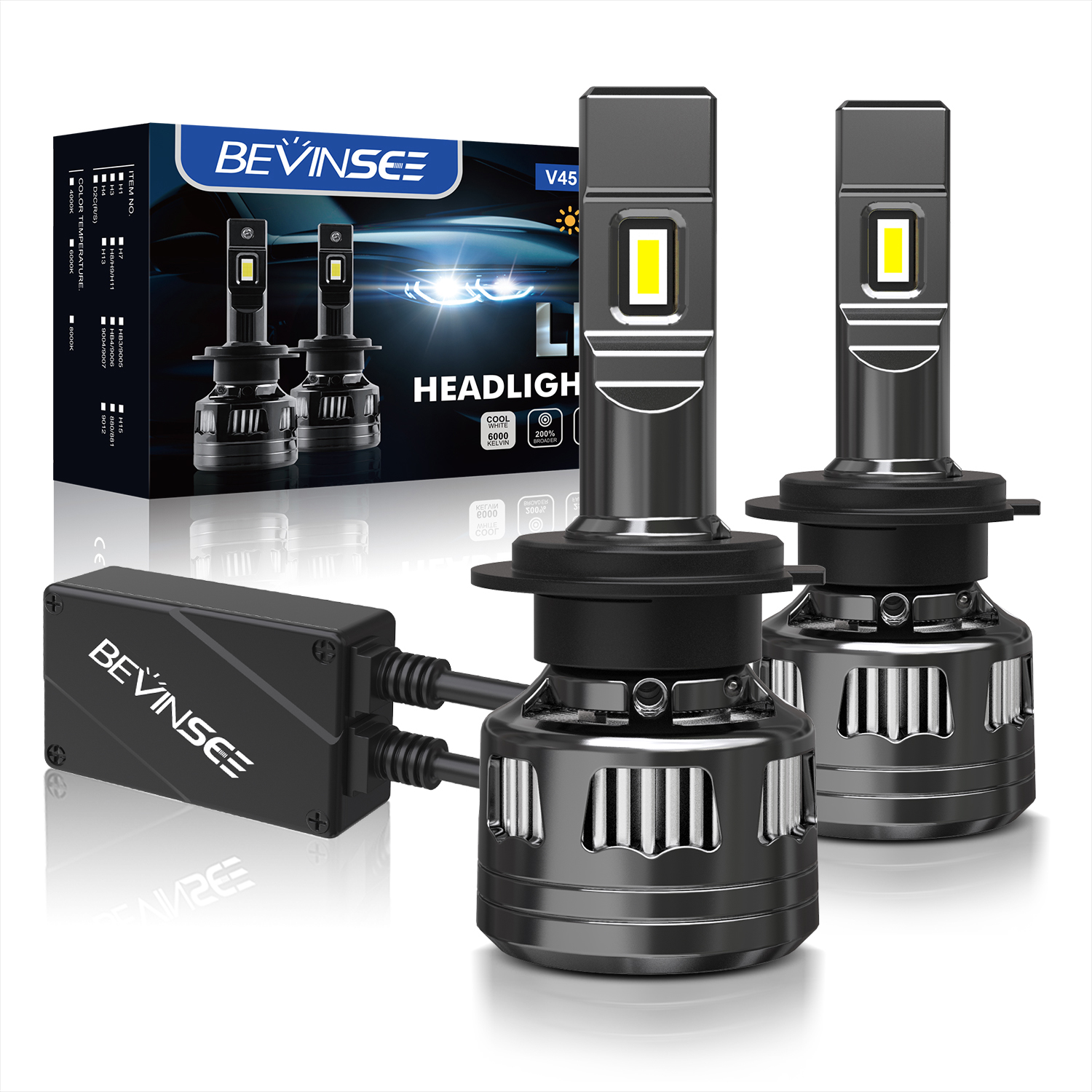 BEVINSEE V45 H7 LED ヘッドライト H4 高ロービーム 120 ワット 22000LM CANBUS H11 H1 9005 HB3 9006 HB4 H8 H9 9012 自動 LED ヘッドランプ電球