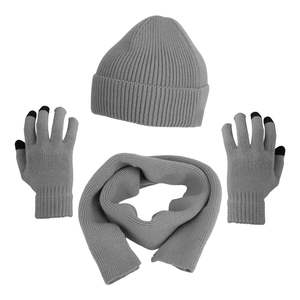 Winter Warmth 3-Piece Set: Scarf, Hat, and Gloves—Includes a High-Neck, Brimless Beanie, Knit Touchscreen Gloves, and a Scarf, Perfect for Winter Sports