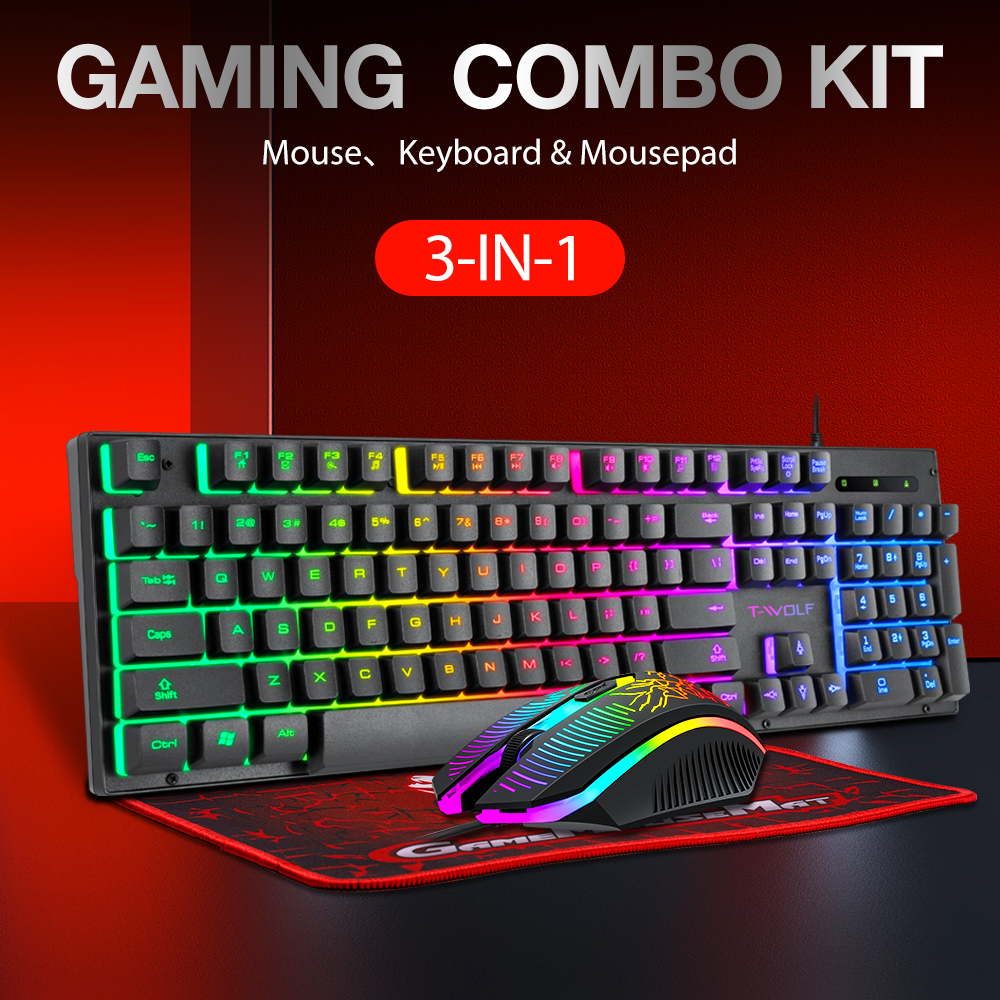 電子スポーツセット 3 で 1 有線バックライト付きキーボードゲーミングメカニックキット防水発光 104 キーキーボードマウスセット 2025 新しい