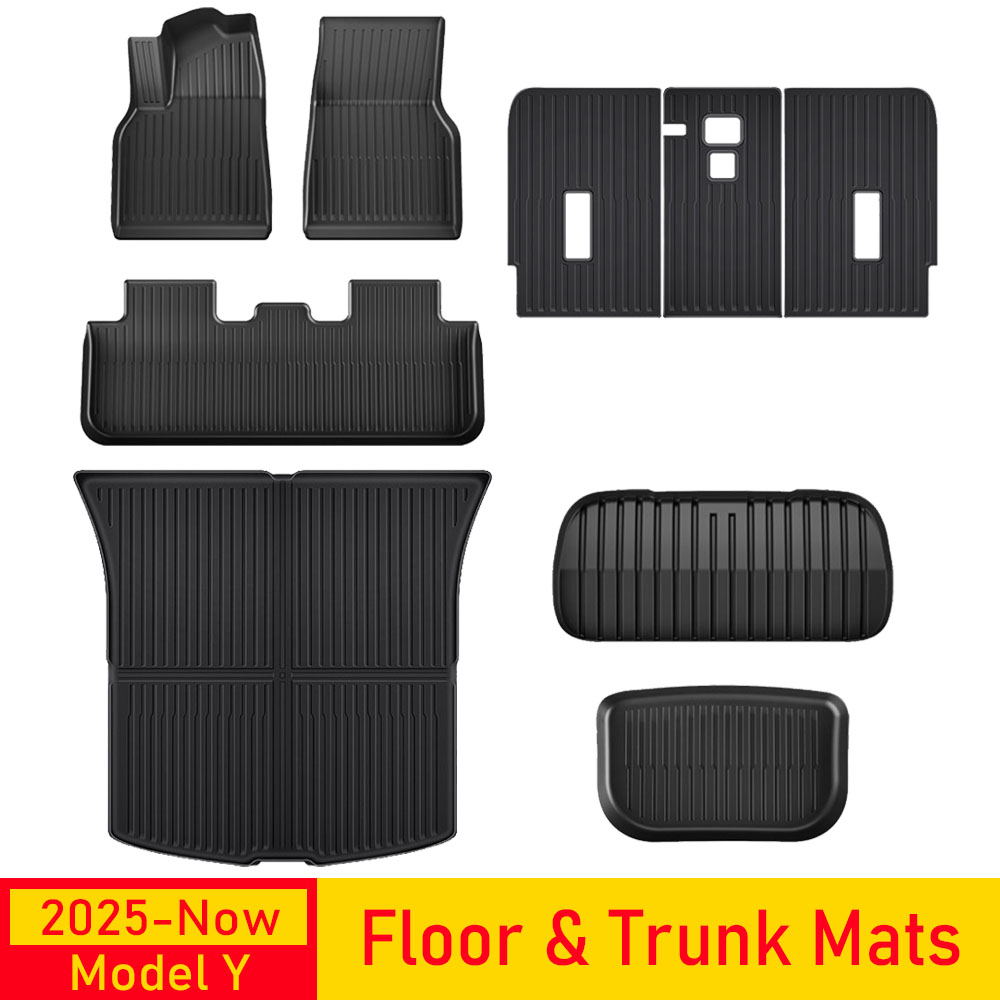 Car Floor Mats for Tesla Model Y Juniper 2025 2026 Front Rear Trunk Mat Non-Slip Cargo Liner Backrest Pads Left Right Hand Drive