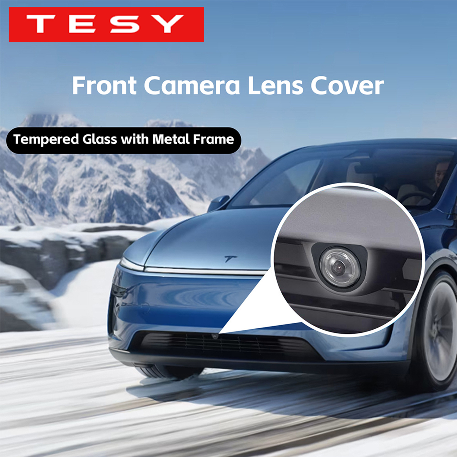 TESY HD クリアフロントカメラプロテクターカバー 9H 強化ガラステスラモデル YL Y ジュニパー標準防雨