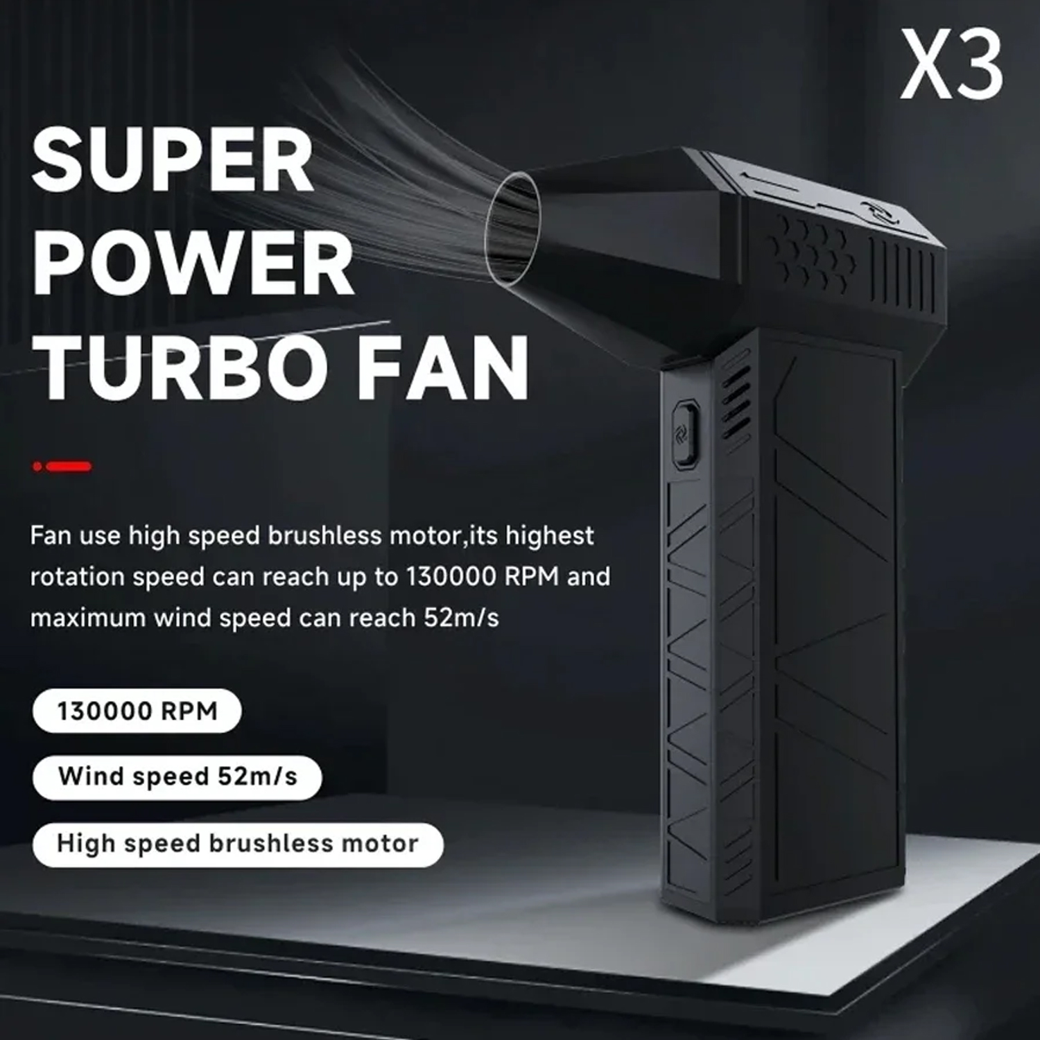 130000RPM ダストブロワー暴力ファン LED ライト強力なハンドヘルド充電式ブロワー電動エアダスター 3 速度 52 m/s