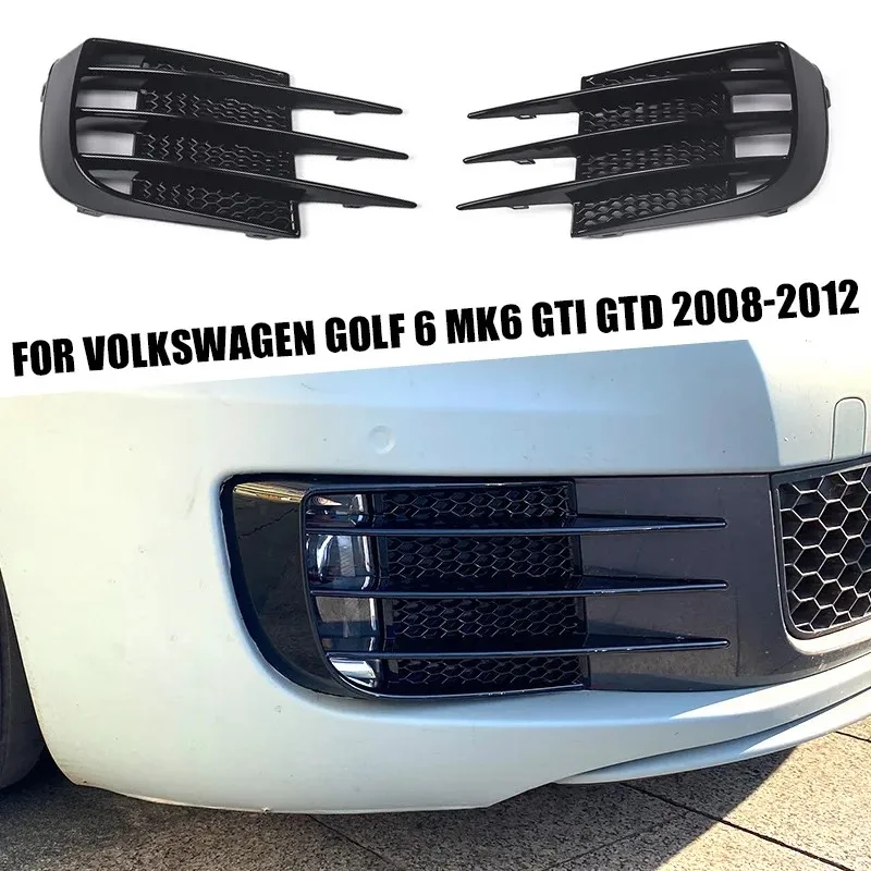 車のフロントバンパーグリル Vw ゴルフ 6 MK6 GTI GTD 2008-2012 フォグライトグリルフレーム眉毛目風ナイフトリムカバースポイラー