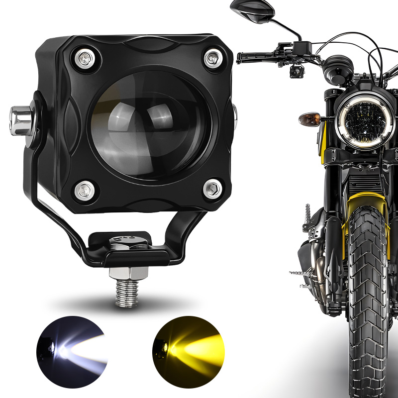 オートバイ LED フォグランプ ATV 運転フォグライトデュアルカラーワークライトバーオートバイヘッドライト補助 LED スポットライト 12V 24V