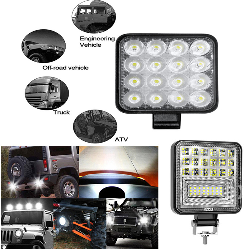 Led ワークライトスクエアスポットライト/投光器 48 ワット/126 ワット車のヘッドライトトラックオフロード SUV 夜間運転ライト屋外作業ライト
