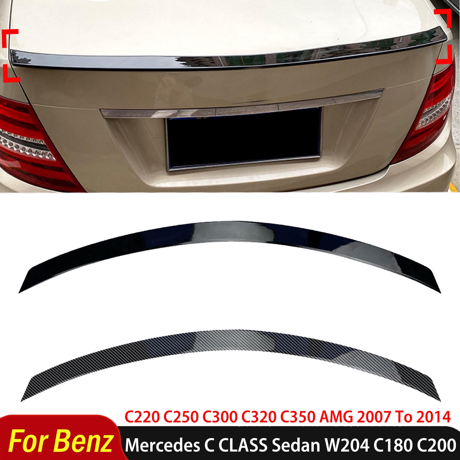 メルセデスベンツ C クラスセダン W204 C180 C200 C220 C250 C300 C320 C350 AMG 2007 に 2014 リアトランクスポイラーウイングリップアクセサリー