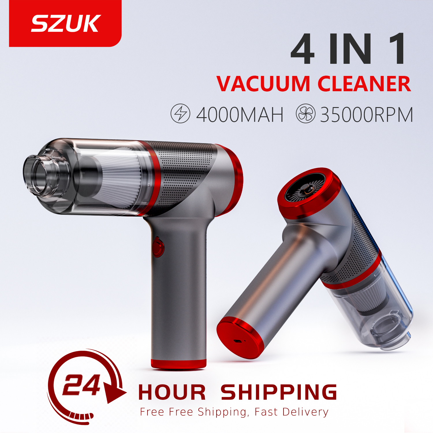 SZUK 車用掃除機強力な吸引ワイヤレスミニ掃除機車と家庭用強力なポータブルハンドヘルドクリーナー