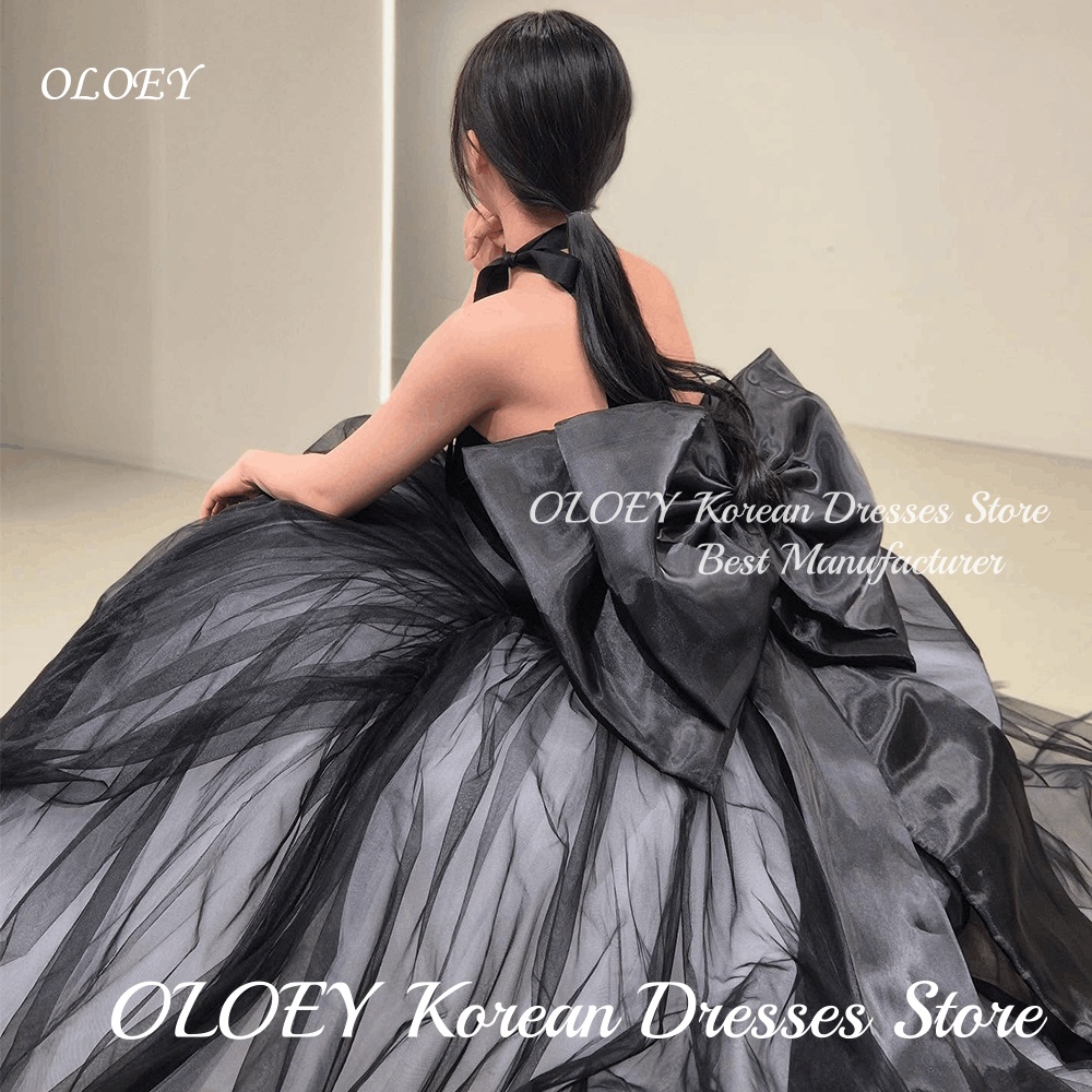 OLOEY エレガントな黒の恋人韓国のウェディングドレスと弓のブライダルガウン床の長さのカスタマイズされた Vestidos Novias Boda 女性