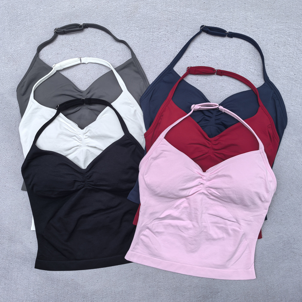 調節可能なスポーツストラップトップ女性背中の開いたジムトップ内蔵ブラジャーヨガ服ノースリーブシャツワークアウト衣装タンクトップ