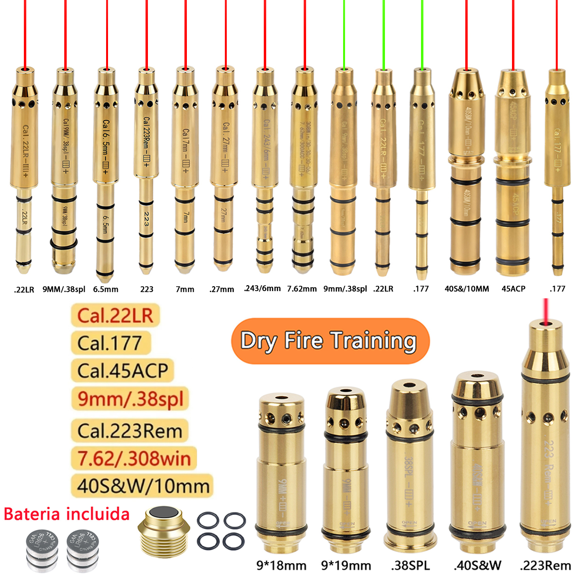 ドライレッドドットレーザートレーナーカートリッジ戦術ボアサイトトレーニング弾薬簡単使用 9 ミリメートル 9 × 19 ミリメートル 380ACP 380ACP 223Rem 45ACP