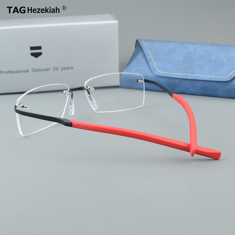 TAG Hezekiah チタンメガネフレーム男性 TH0382 レトロスクエア眼鏡眼鏡近視光学処方超軽量眼鏡