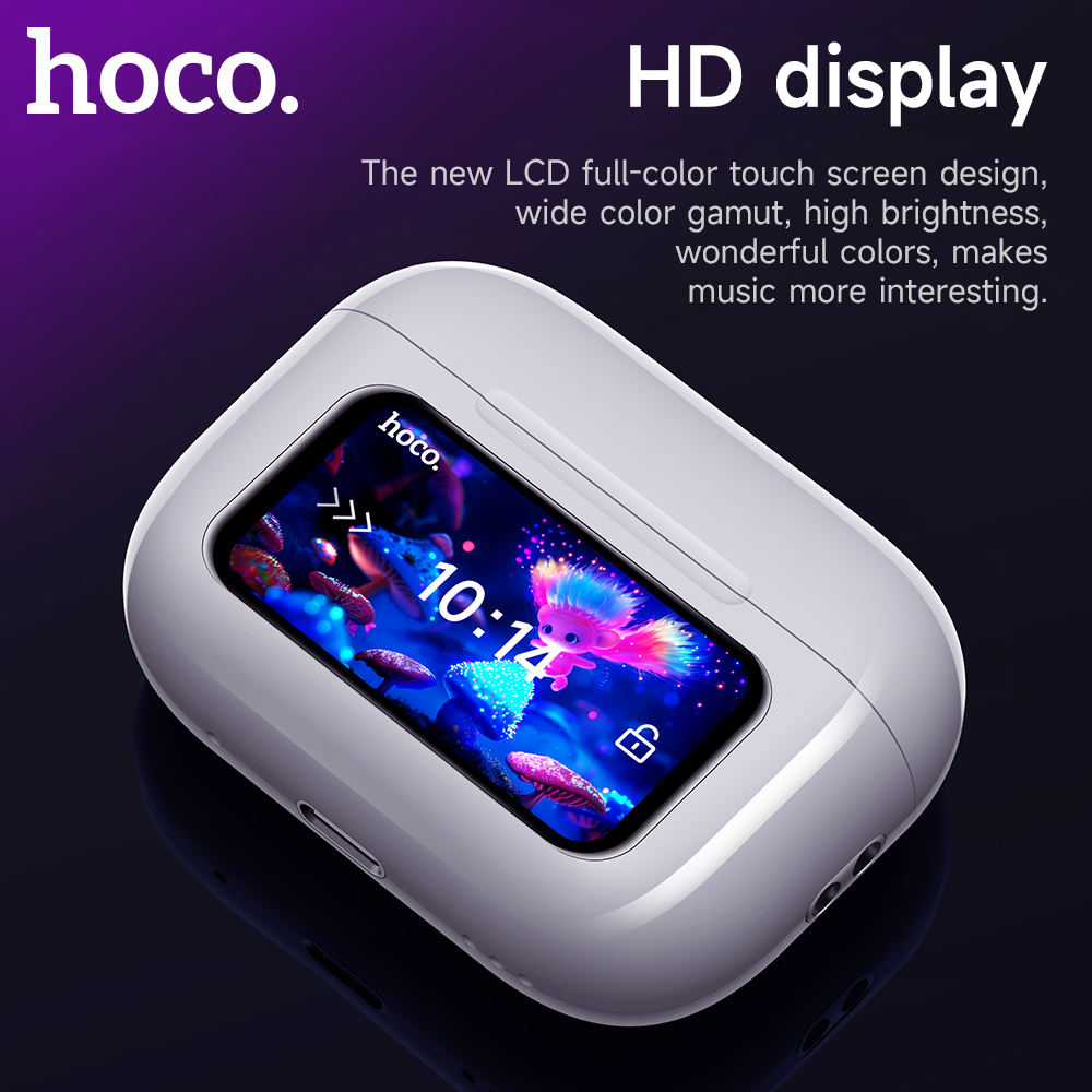 HOCO EW72 Wirelss Bluetooth 5.4 ANC ノイズリダクションイヤホン LED フルタッチスマートスクリーン充電ボックス音楽スポーツイヤフォン