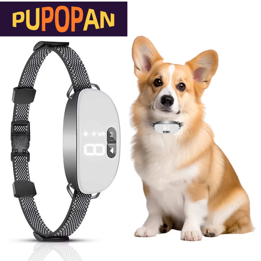 新しいスマート犬の吠え首輪、充電式スマート吠え首輪、無駄吠え防止トレーニング首輪、感度調整可能