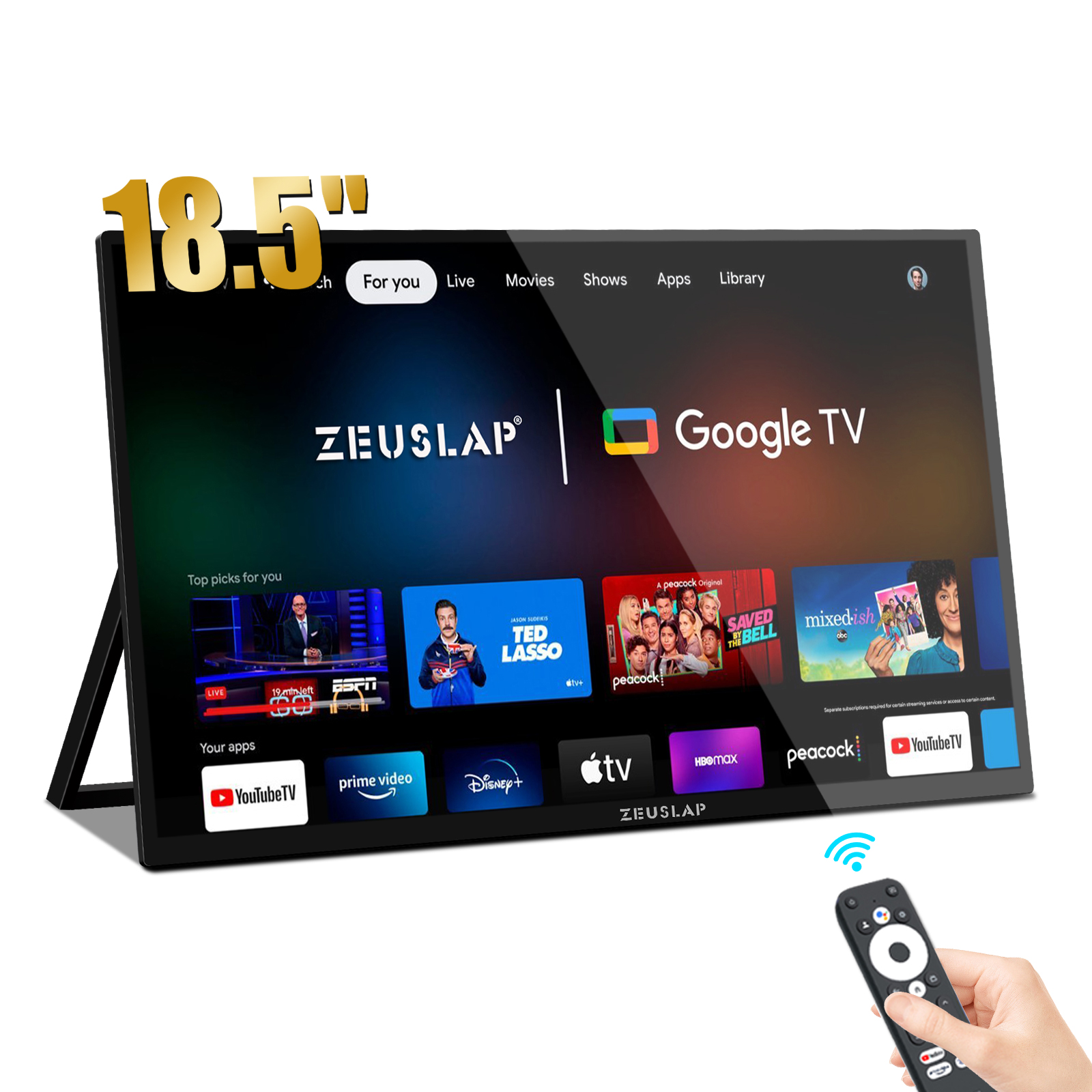 ZEUSLAP 18.5 "スマートポータブルモニター Z18TV プロ Google TV タッチスクリーンディスプレイ付きミニ PC ラップトップ電話 Xbox PS4 PS5 スイッチ