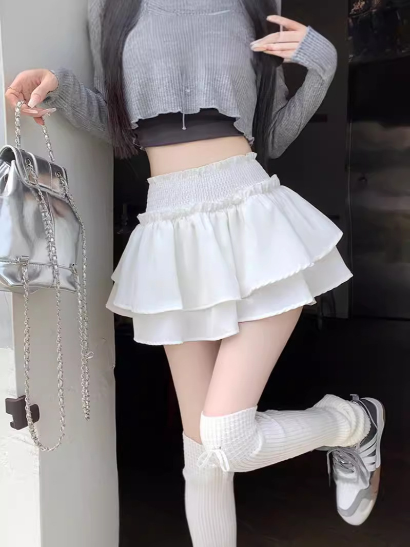 ミニスカートかわいいセクシーなバレエコア弾性ハイウエスト夜会服フリルパッチワークロリータスカートショート韓国甘い Y2K 女性服