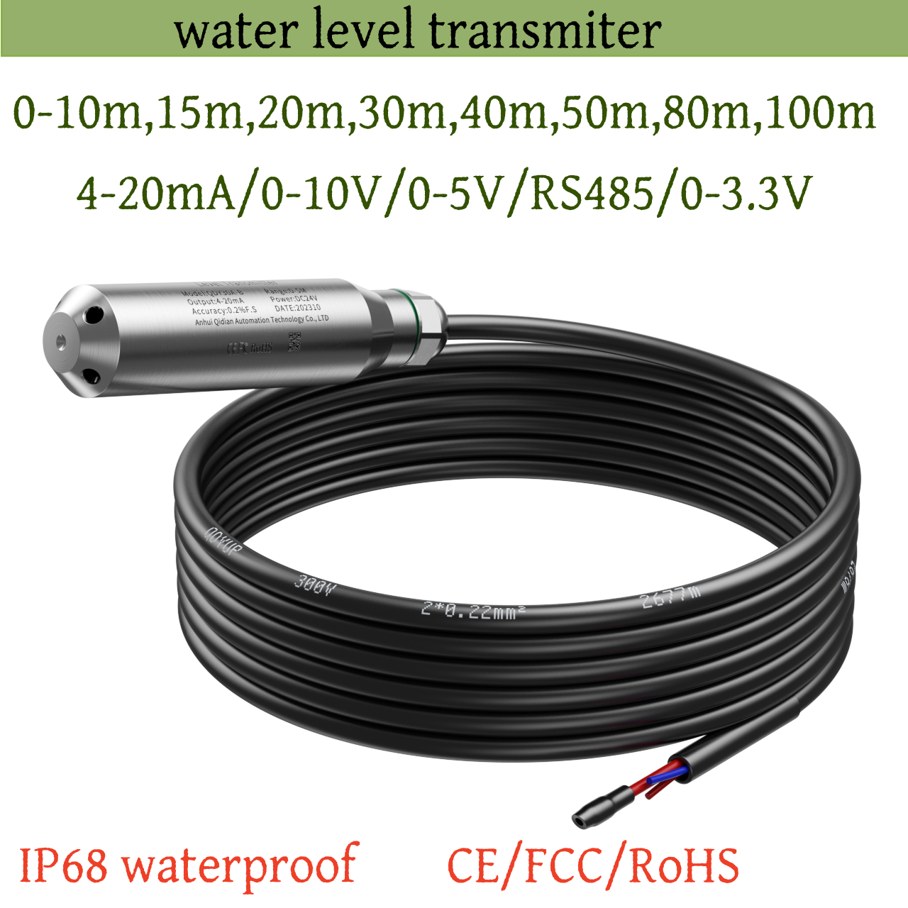 水中 4-20mA 0-10V 出力静水圧レベルセンサー水タンク液体 DC12-36V DC5V トランスデューサーメーター