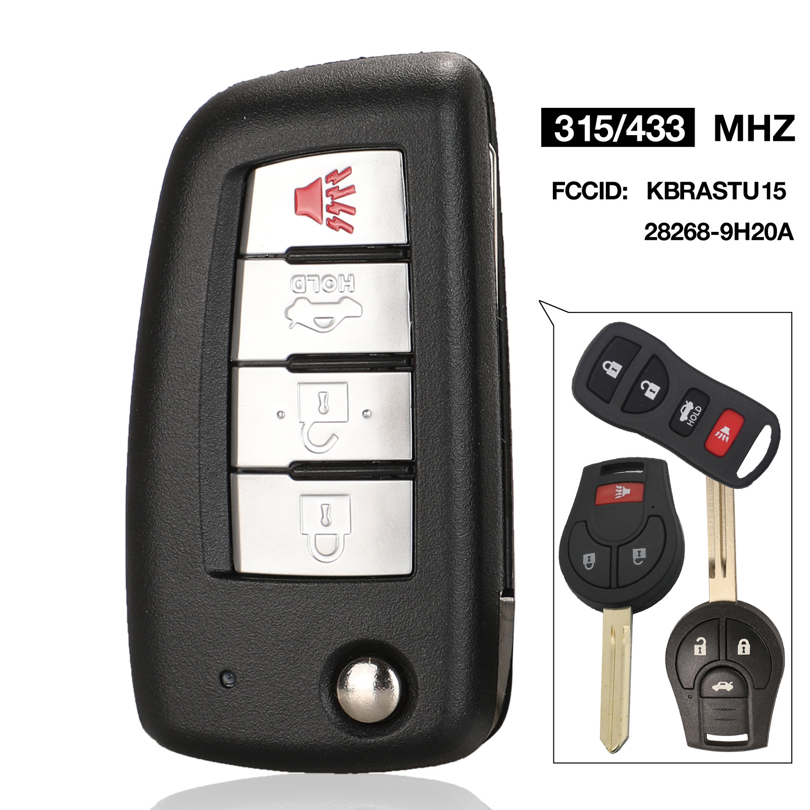 Jingyuqin 4BTN 修正されたフリップリモート車のキー新スタイル 433/315Mhz ID46 日産 xTrail TIIDA マキシマアルティマアルマダアルティマ 350Z