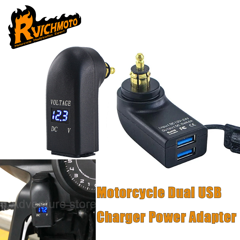 For BMW Motorcycle Dual USB Charger Power Adapter Hella DIN Socket For BMW GS1200 R1200GS Adventure R1250GS ADV F 850/750/650 GS